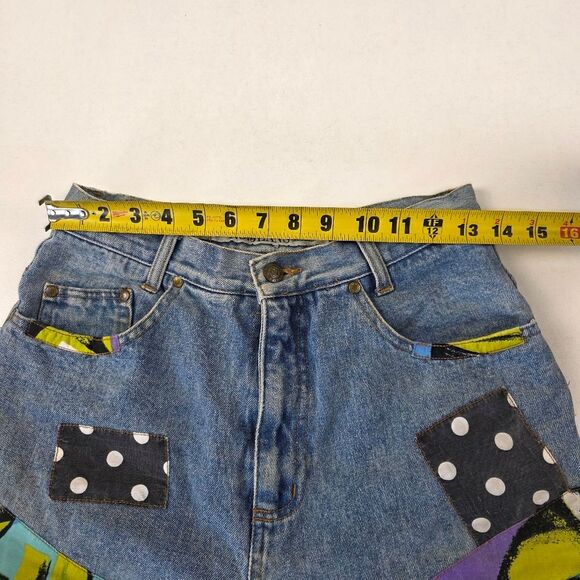 Vintage NO! Jeans 90s Patchwork Abstract Denim Pants Rare Distressed Jeans 28x27 - Picture 13 of 14